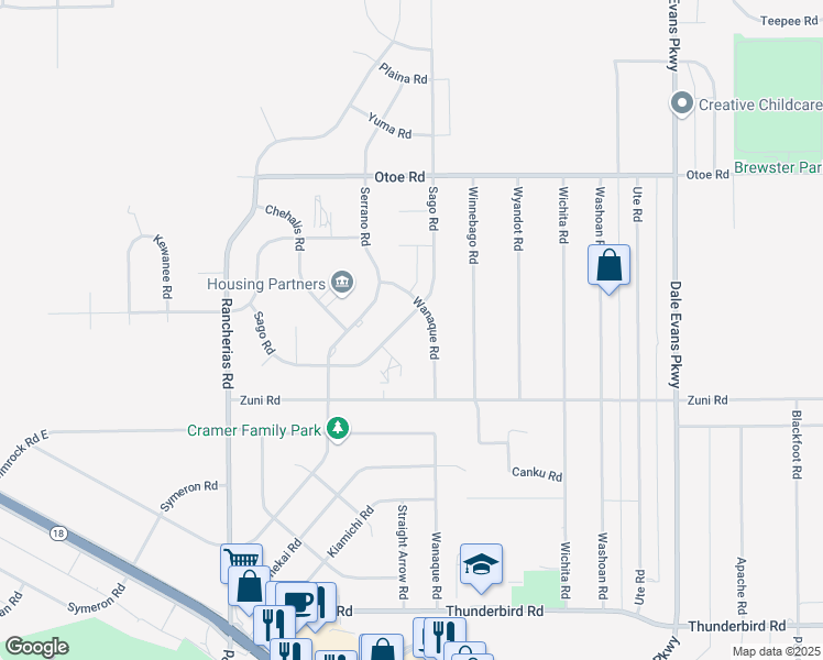 map of restaurants, bars, coffee shops, grocery stores, and more near 15833 Sago Road in Apple Valley