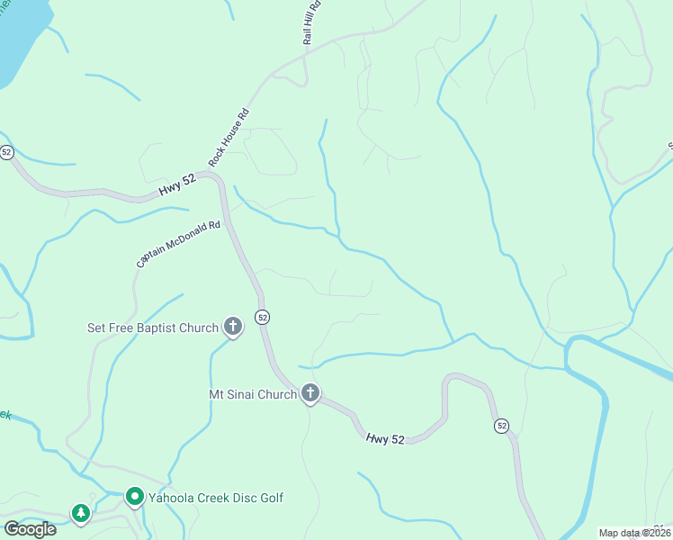 map of restaurants, bars, coffee shops, grocery stores, and more near 66 Vista Court in Dahlonega
