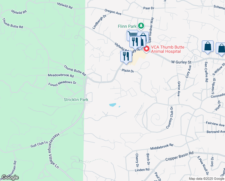 map of restaurants, bars, coffee shops, grocery stores, and more near 1620 West Lindley Drive in Prescott