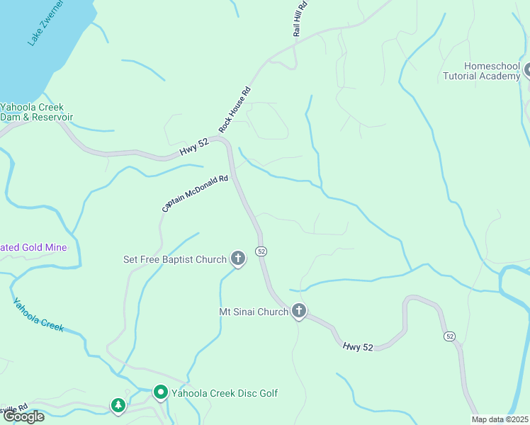 map of restaurants, bars, coffee shops, grocery stores, and more near 45 Mountain View Trail East in Dahlonega