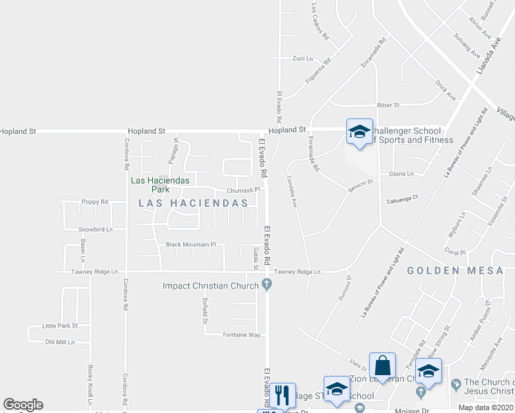 map of restaurants, bars, coffee shops, grocery stores, and more near 15945 Laramie Way in Victorville