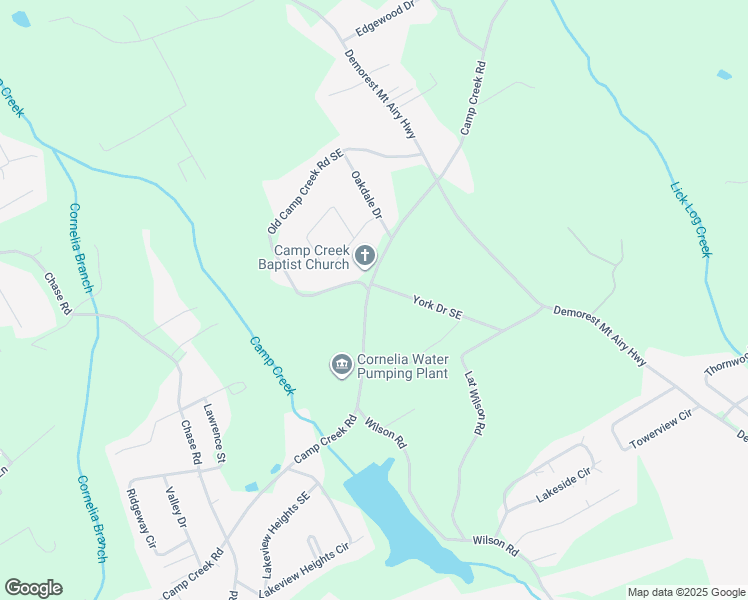 map of restaurants, bars, coffee shops, grocery stores, and more near 1678 Camp Creek Road in Cornelia