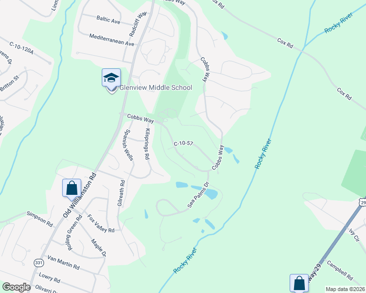 map of restaurants, bars, coffee shops, grocery stores, and more near 2303 Cobbs Way in Anderson