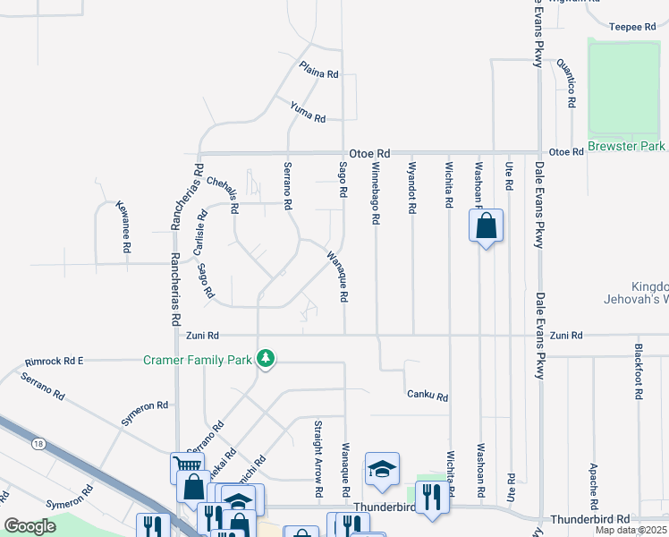 map of restaurants, bars, coffee shops, grocery stores, and more near 15815 Wanaque Road in Apple Valley