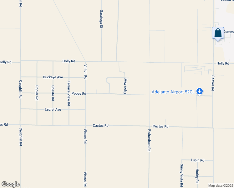 map of restaurants, bars, coffee shops, grocery stores, and more near Poppy Road in Adelanto