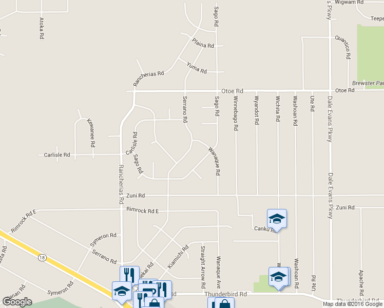 map of restaurants, bars, coffee shops, grocery stores, and more near 15833 Serrano Road in Apple Valley