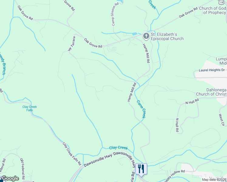 map of restaurants, bars, coffee shops, grocery stores, and more near 52 Bear Ridge Road in Dahlonega