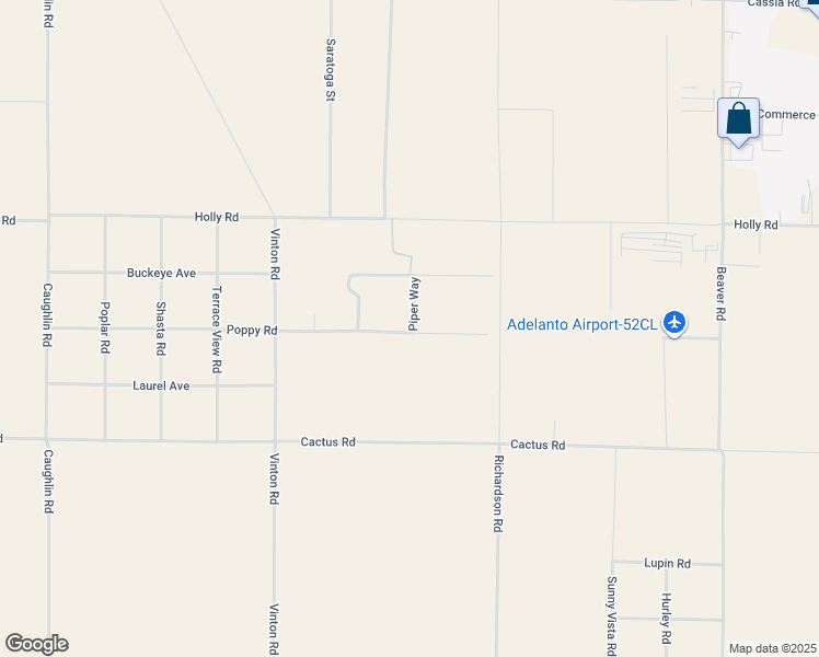 map of restaurants, bars, coffee shops, grocery stores, and more near Piper Way in Adelanto