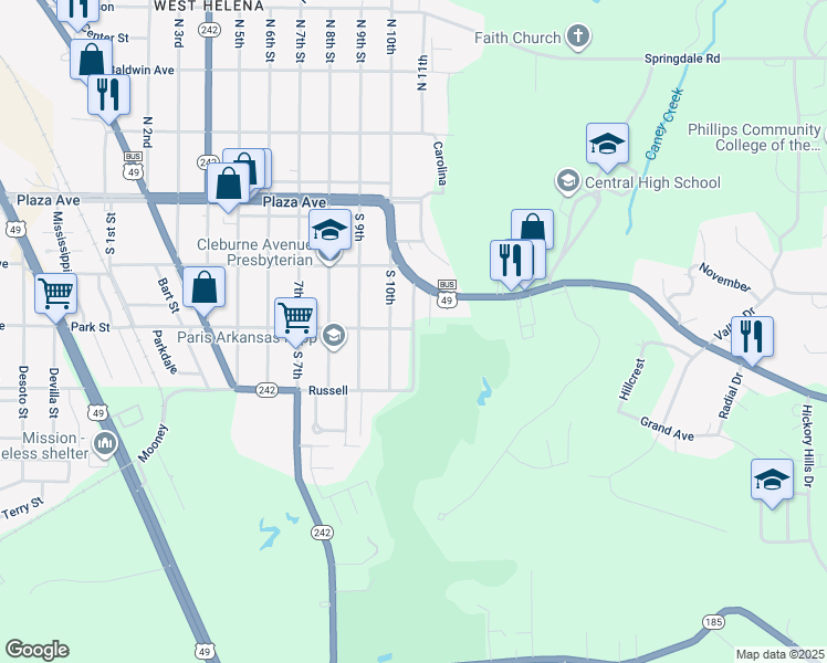 map of restaurants, bars, coffee shops, grocery stores, and more near 303 Saint Andrews Terrace in Phillips County