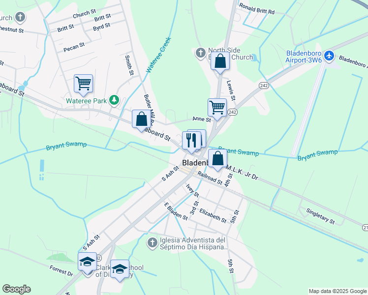 map of restaurants, bars, coffee shops, grocery stores, and more near West Street in Elizabethtown