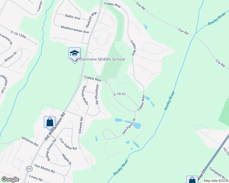 map of restaurants, bars, coffee shops, grocery stores, and more near 2205 Cobbs Way in Anderson