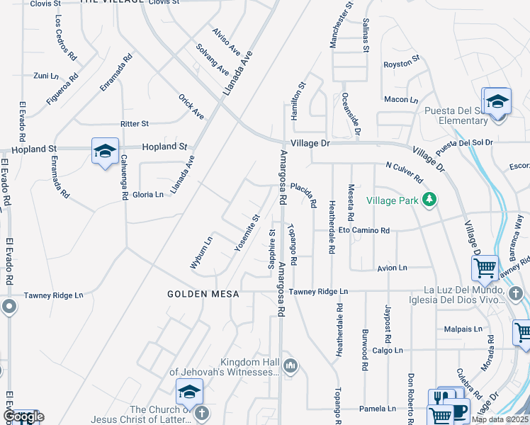 map of restaurants, bars, coffee shops, grocery stores, and more near 15176 Sheridan Court in Victorville