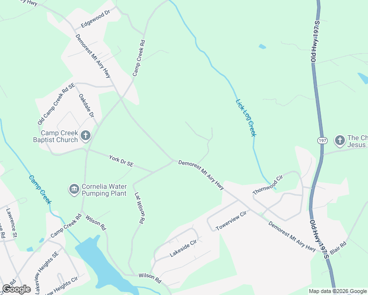 map of restaurants, bars, coffee shops, grocery stores, and more near 1121 Demorest Mount Airy Highway in Mount Airy