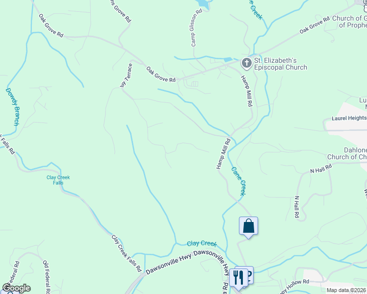 map of restaurants, bars, coffee shops, grocery stores, and more near 120 Bear Ridge Road in Dahlonega