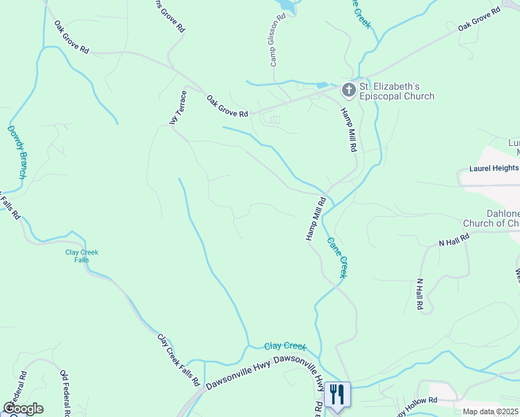 map of restaurants, bars, coffee shops, grocery stores, and more near 120 Blair Ridge Road in Dahlonega