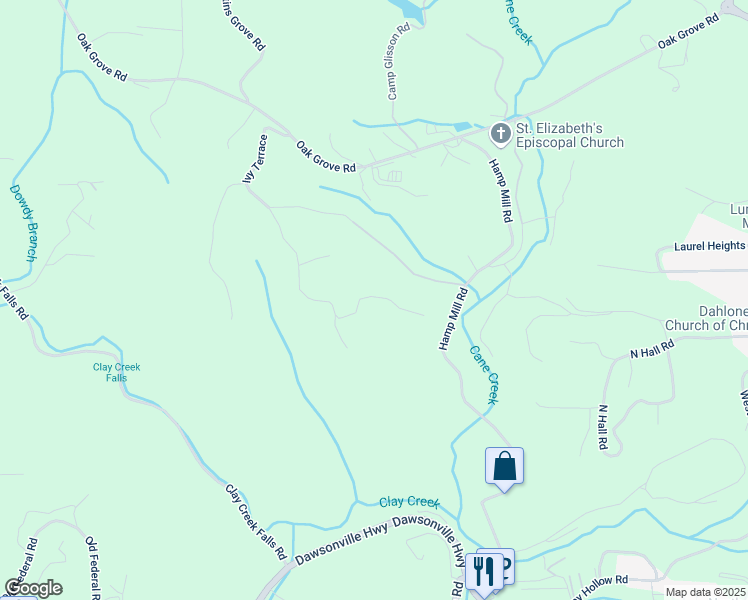 map of restaurants, bars, coffee shops, grocery stores, and more near 120 Blair Ridge Road in Dahlonega