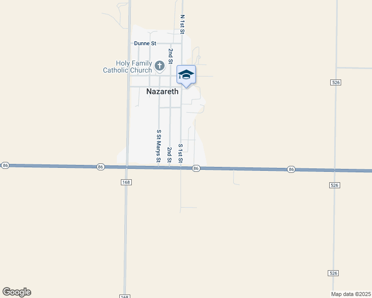 map of restaurants, bars, coffee shops, grocery stores, and more near South 1st Street in Nazareth