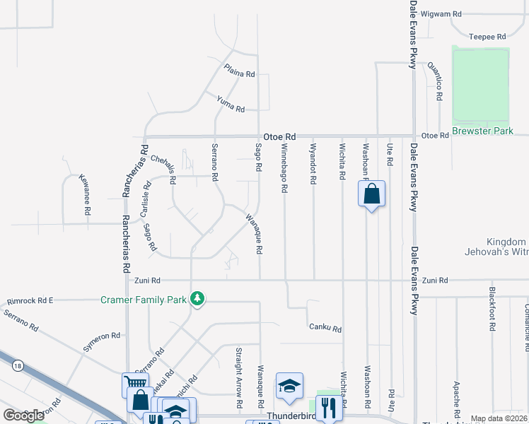 map of restaurants, bars, coffee shops, grocery stores, and more near 15909 Sago Road in Apple Valley