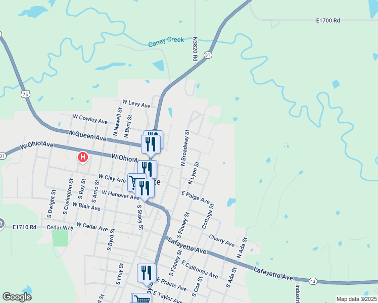 map of restaurants, bars, coffee shops, grocery stores, and more near 205 East Ewing Avenue in Coalgate