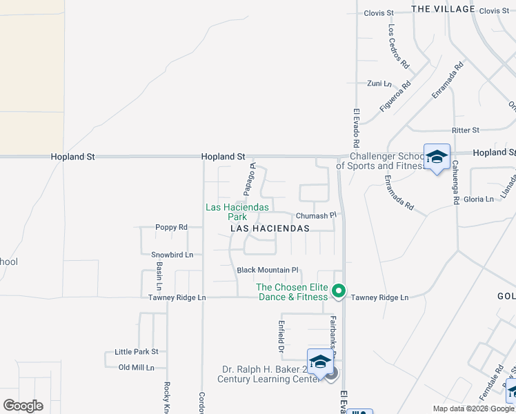 map of restaurants, bars, coffee shops, grocery stores, and more near 16005 Papago Place in Victorville