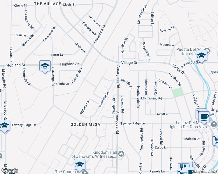 map of restaurants, bars, coffee shops, grocery stores, and more near 15176 Sheridan Court in Victorville