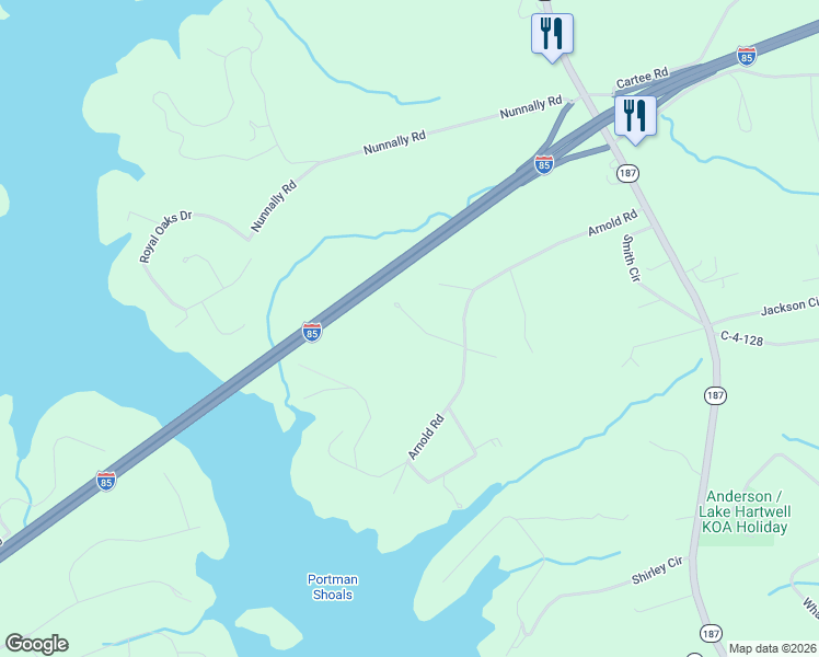 map of restaurants, bars, coffee shops, grocery stores, and more near 107 Drucker Ridge in Anderson