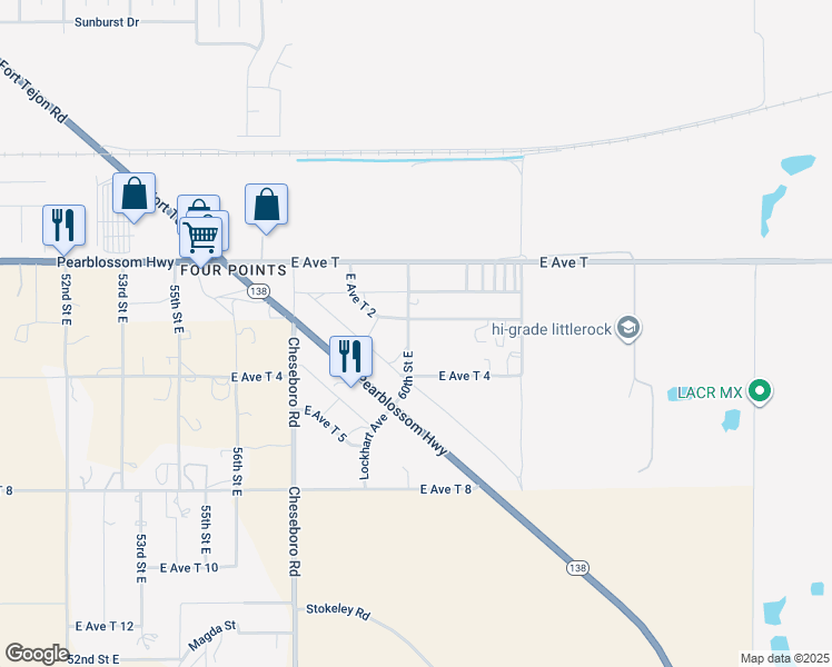map of restaurants, bars, coffee shops, grocery stores, and more near Avenue T-2 in Los Angeles County