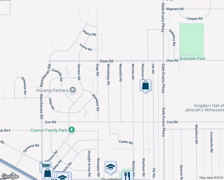 map of restaurants, bars, coffee shops, grocery stores, and more near 15905 Winnebago Road in Apple Valley