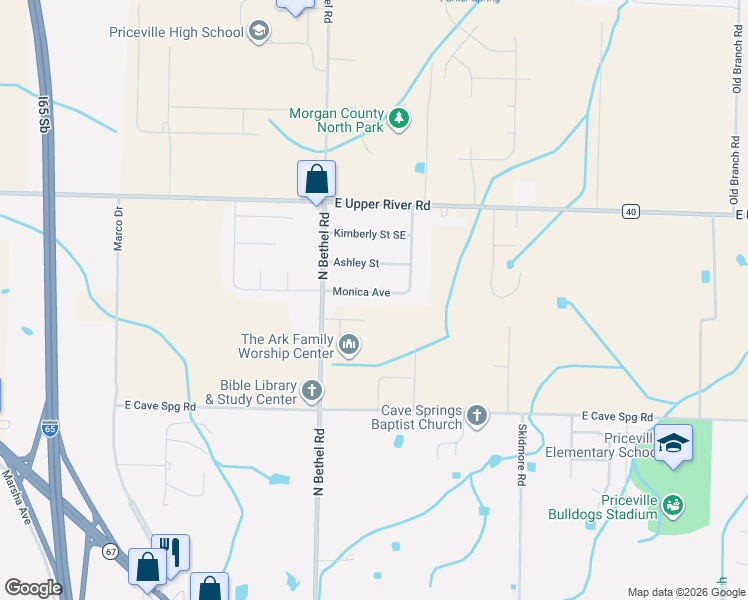 map of restaurants, bars, coffee shops, grocery stores, and more near 63 Monica Avenue in Decatur