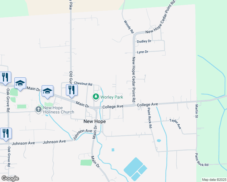 map of restaurants, bars, coffee shops, grocery stores, and more near 148 Paseur Street in New Hope