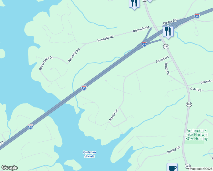 map of restaurants, bars, coffee shops, grocery stores, and more near 107 Drucker Ridge in Anderson