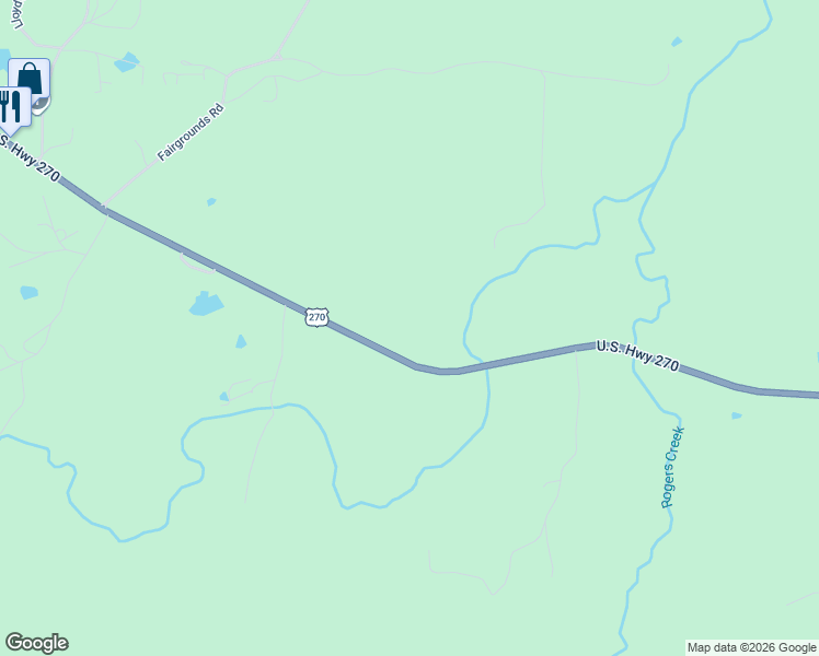 map of restaurants, bars, coffee shops, grocery stores, and more near 1760 U.S. 270 in Mount Ida