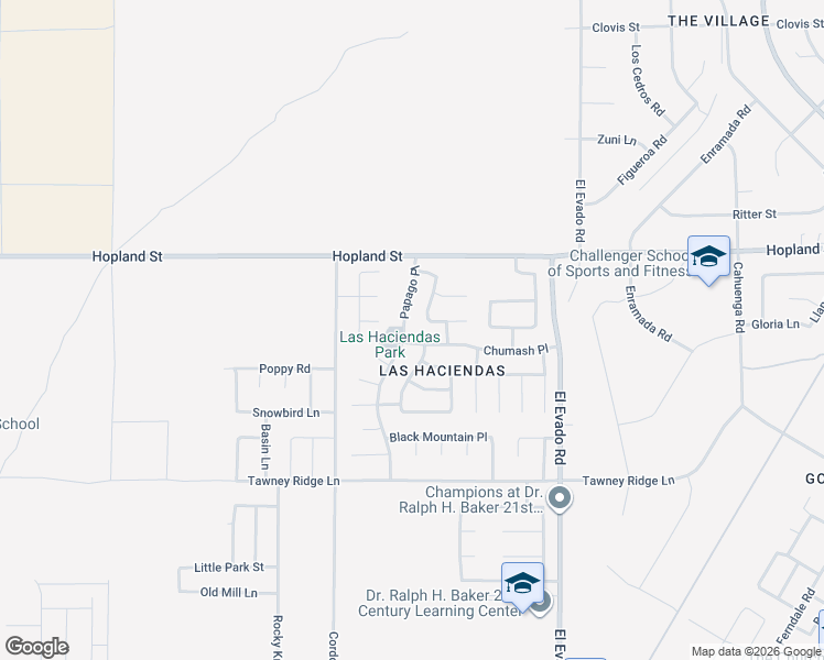 map of restaurants, bars, coffee shops, grocery stores, and more near 16005 Papago Place in Victorville