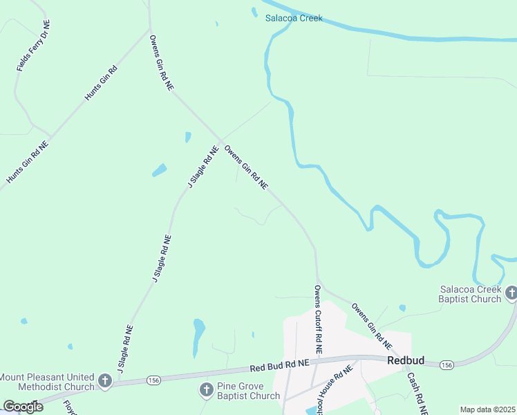 map of restaurants, bars, coffee shops, grocery stores, and more near 565 Owens Gin Road Northeast in Calhoun