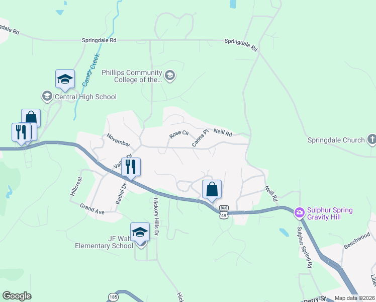 map of restaurants, bars, coffee shops, grocery stores, and more near 101 Ivy Circle in Helena-West Helena