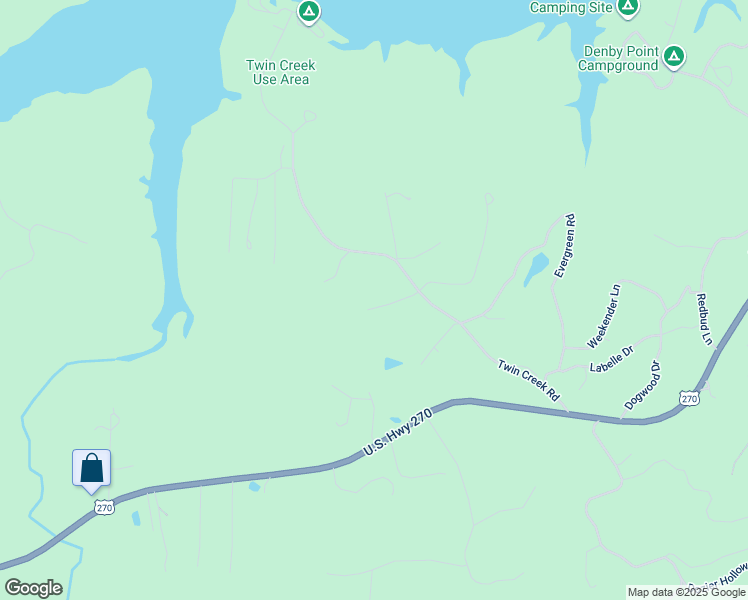map of restaurants, bars, coffee shops, grocery stores, and more near 50 Hummingbird Lane in Mount Ida