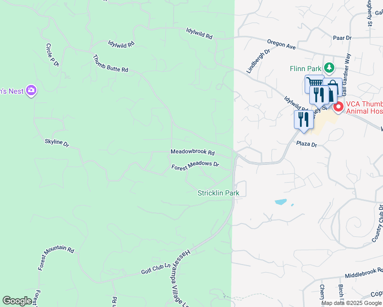 map of restaurants, bars, coffee shops, grocery stores, and more near 1815 Meadowbrook Road in Prescott