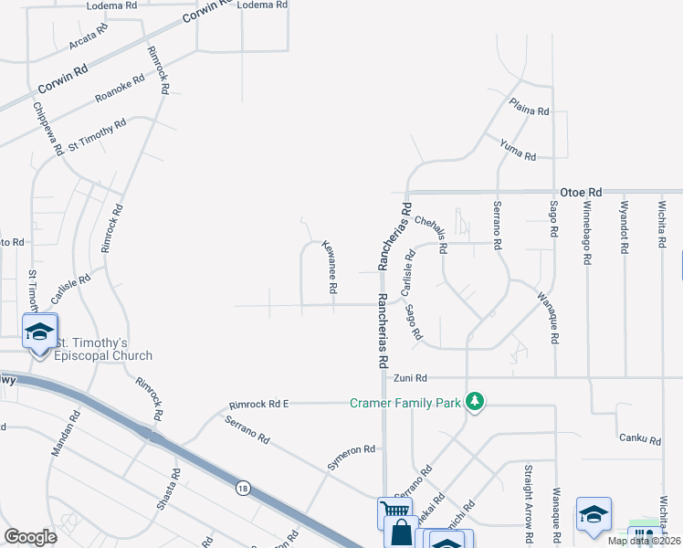 map of restaurants, bars, coffee shops, grocery stores, and more near 15783 Kewanee Road in Apple Valley