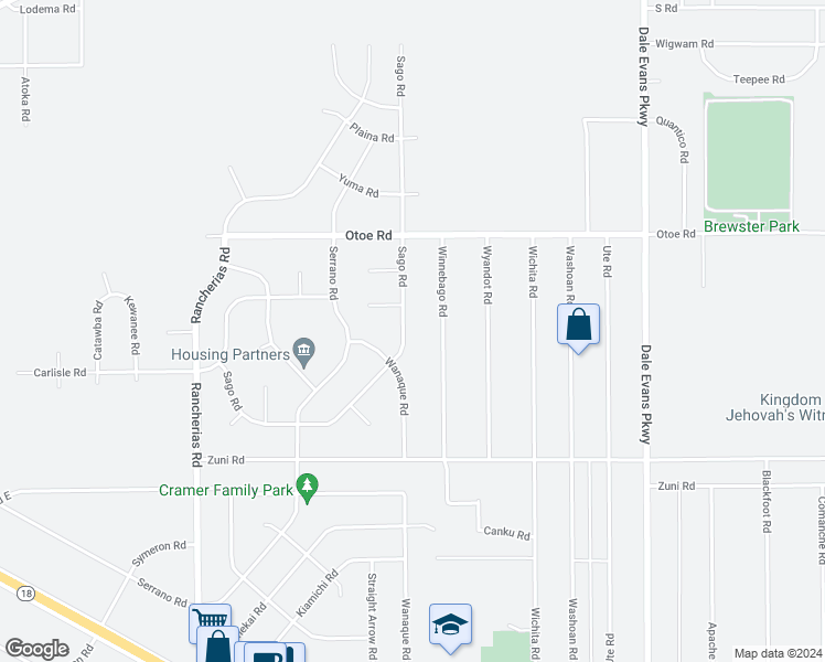map of restaurants, bars, coffee shops, grocery stores, and more near 15909 Sago Road in Apple Valley
