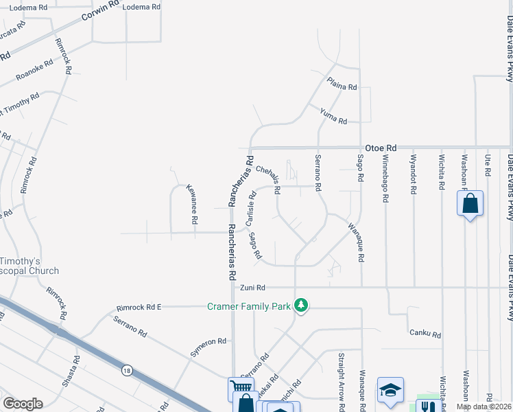 map of restaurants, bars, coffee shops, grocery stores, and more near 20157 Carlisle Road in Apple Valley