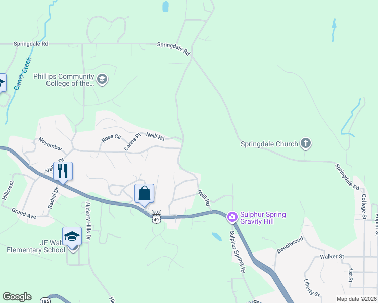 map of restaurants, bars, coffee shops, grocery stores, and more near 208 Neill Road in Helena-West Helena
