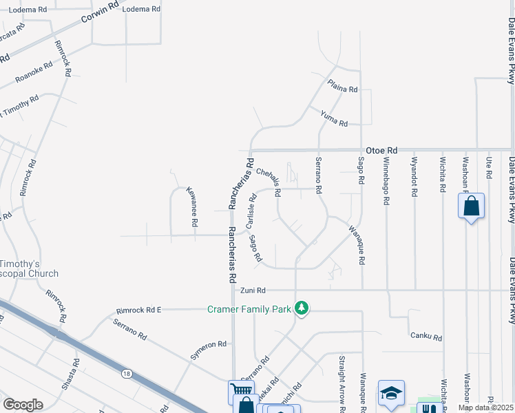 map of restaurants, bars, coffee shops, grocery stores, and more near 20157 Carlisle Road in Apple Valley