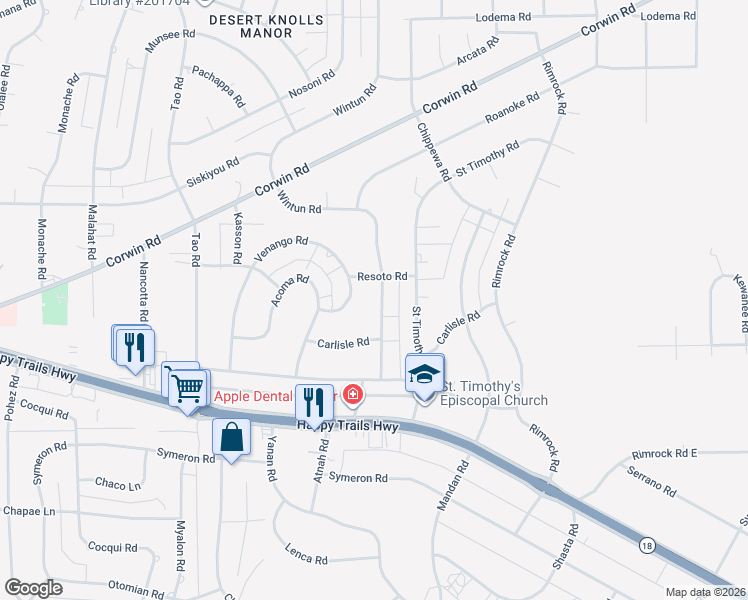 map of restaurants, bars, coffee shops, grocery stores, and more near 16062 Venango Road in Apple Valley