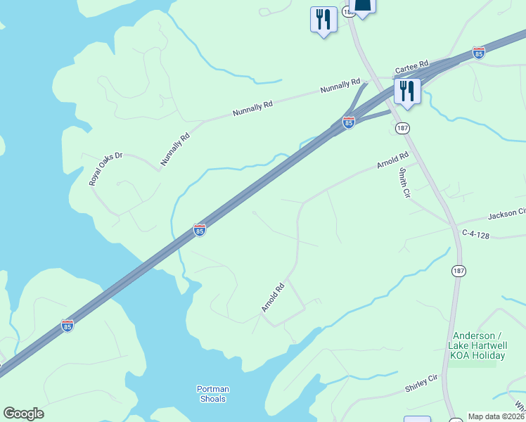 map of restaurants, bars, coffee shops, grocery stores, and more near 107 Drucker Ridge in Anderson