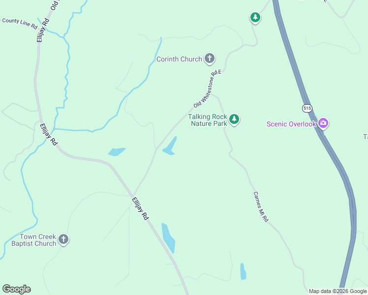 map of restaurants, bars, coffee shops, grocery stores, and more near 365 Old Whitestone Road East in Talking Rock