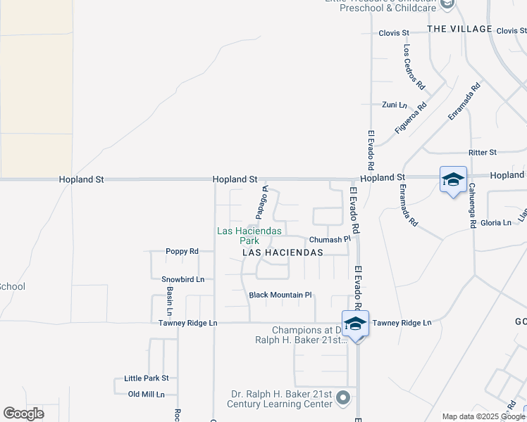 map of restaurants, bars, coffee shops, grocery stores, and more near 16037 Papago Place in Victorville