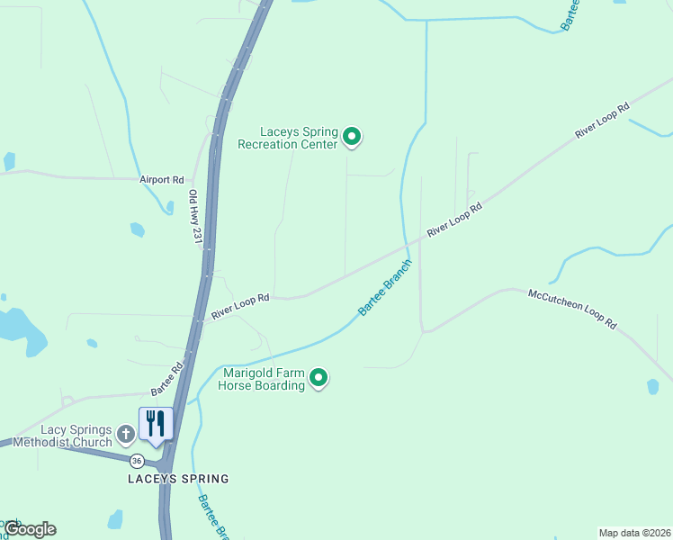 map of restaurants, bars, coffee shops, grocery stores, and more near 14 Ball Park Road in Laceys Spring