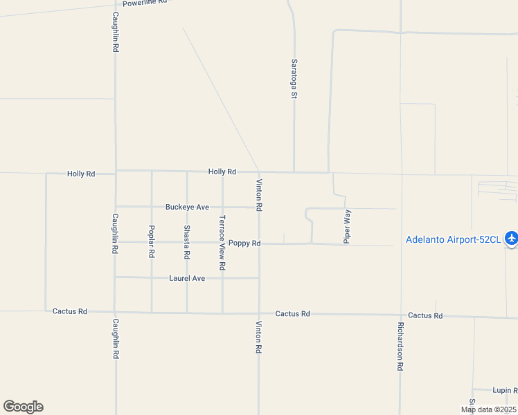 map of restaurants, bars, coffee shops, grocery stores, and more near Buckeye Avenue in Adelanto