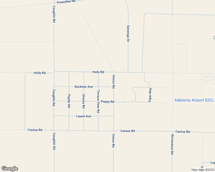 map of restaurants, bars, coffee shops, grocery stores, and more near 8860 Buckeye Avenue in Adelanto