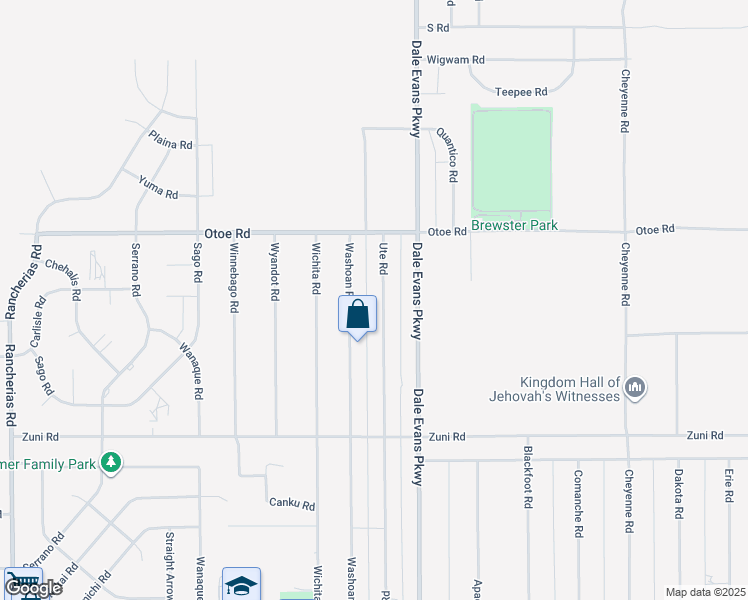 map of restaurants, bars, coffee shops, grocery stores, and more near 15970 Ute Road in Apple Valley